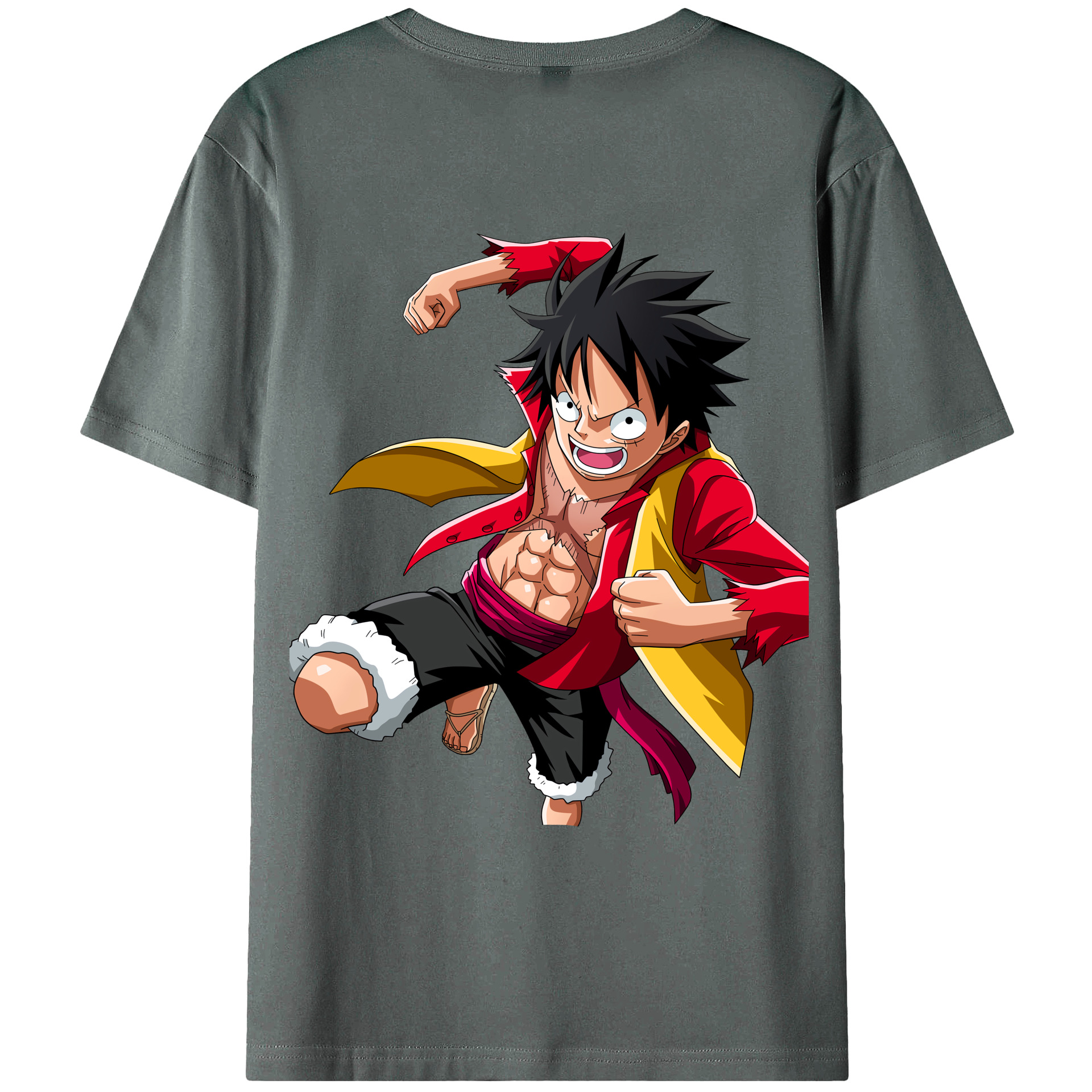 ワンピース モンキー・D・ルフィ ONE PIECE Monkey D. Luffy 綿100％ メンズ半袖Tシャツ（バックプリント） 通気性